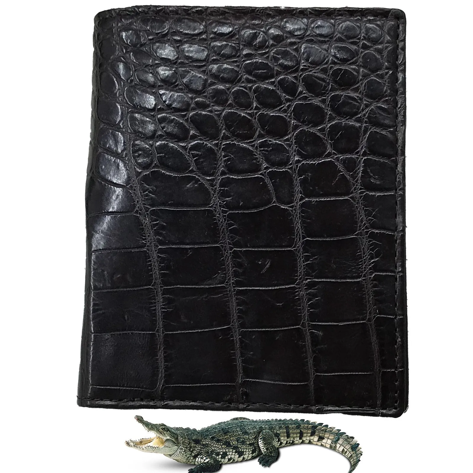 Dark Brown Alligator Skin Bifold Vertical Wallet For Men | Handmade Crocodile Leather Wallet RFID Blocking | VL5679