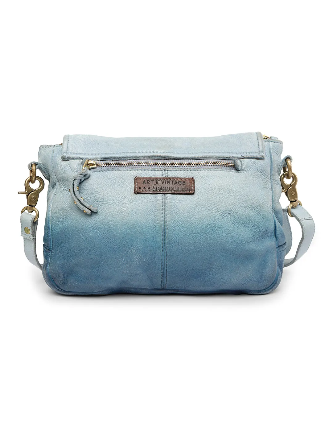 Discover Azure Aster: Luxurious Blue Leather Crossbody for Effortless Elegance