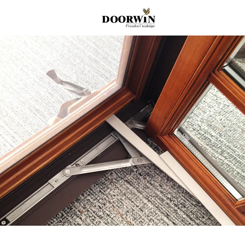 Doorwin 2021American anti-theft aluminium solid wood windows crank open casement windows