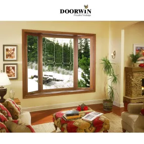 Doorwin 2021American anti-theft aluminium solid wood windows crank open casement windows