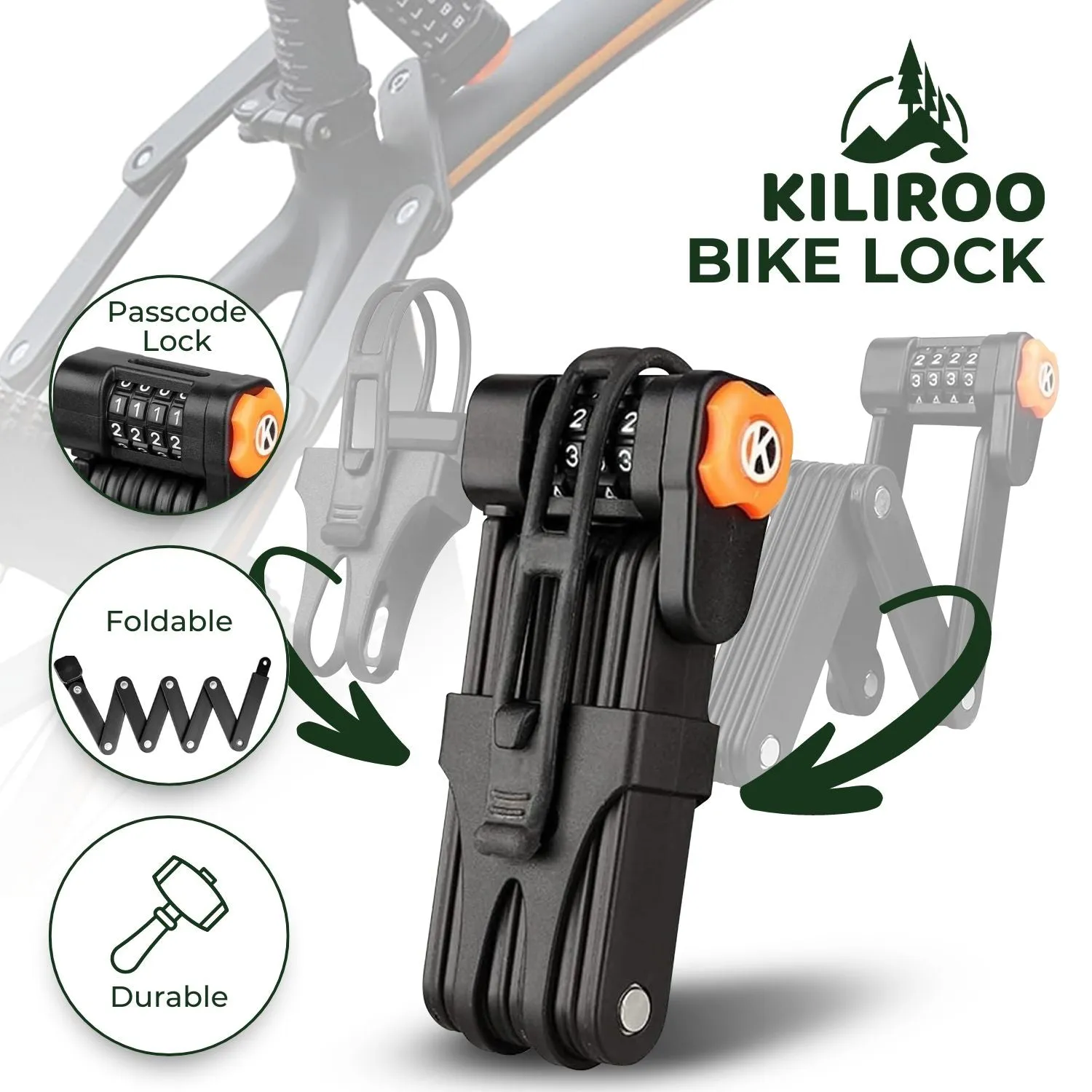 Durable Anti-Theft Folding Bike Lock with Passcode - Kiliroo