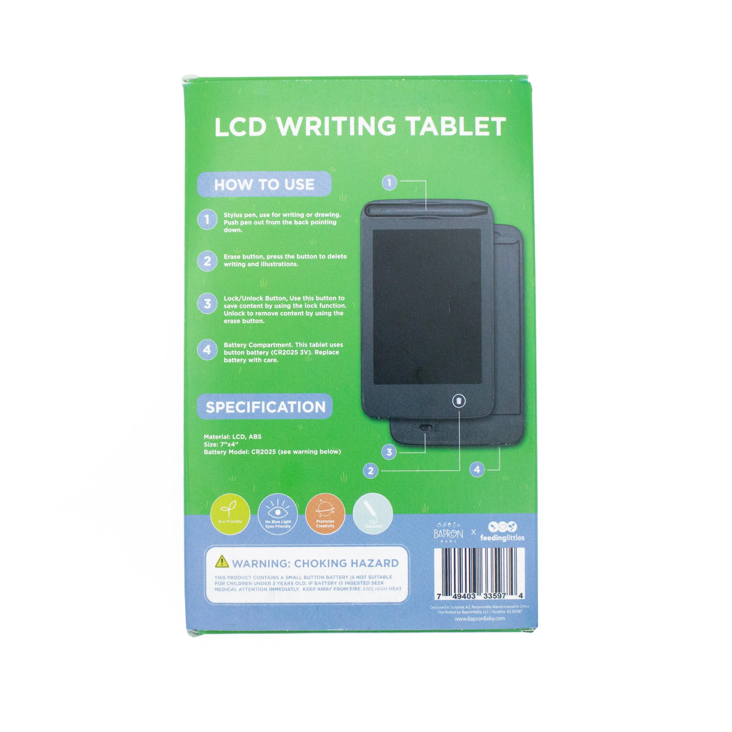 Eco-Friendly Reusable Writing Tablet 6.5 LCD Screen With Drawing Pen and Locking Switch