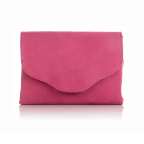 Ellie Clutch Bag - Fuchsia Pink Suede