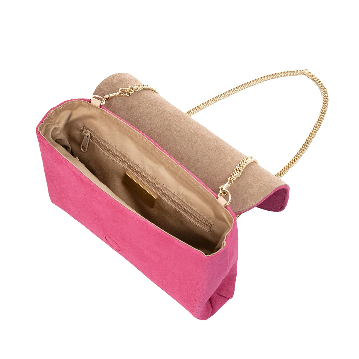 Ellie Clutch Bag - Fuchsia Pink Suede