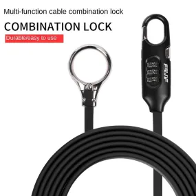 ESLNF Lengthened 1.8 M Anti Theft Bike Lock Steel Wire Safe Bicycle Lock quality MTB Road Bicycle Lock Bicycle Accessories