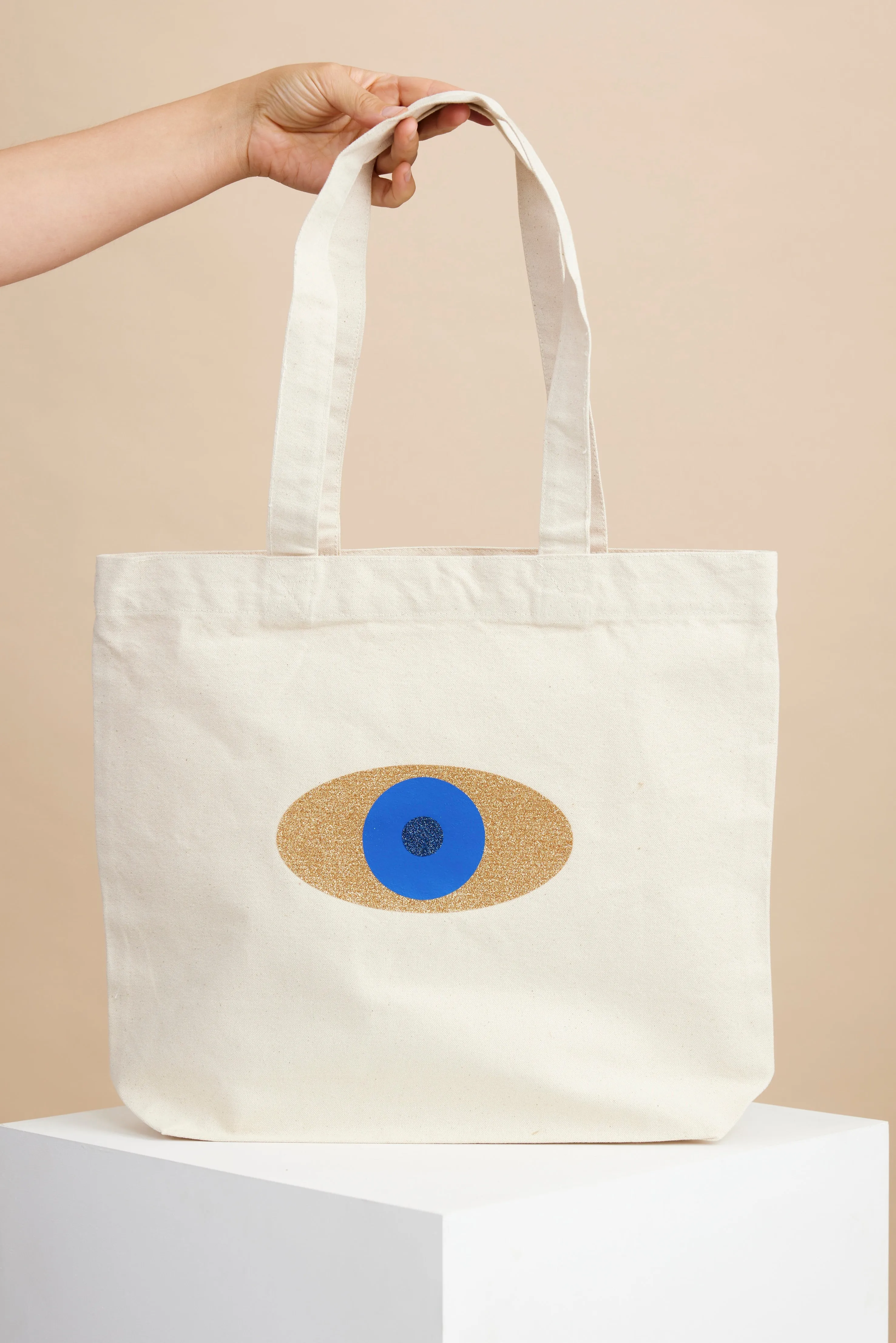 Evil Eye Glitter Canvas Tote