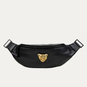 Fanny Pack   Crossbody Bag | Black   Black Hardware   Gold Cheetah Medallion LIMITED EDITION