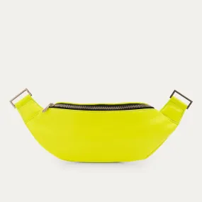 Fanny Pack   Crossbody Bag | Neon Yellow Leather   Silver Hardware