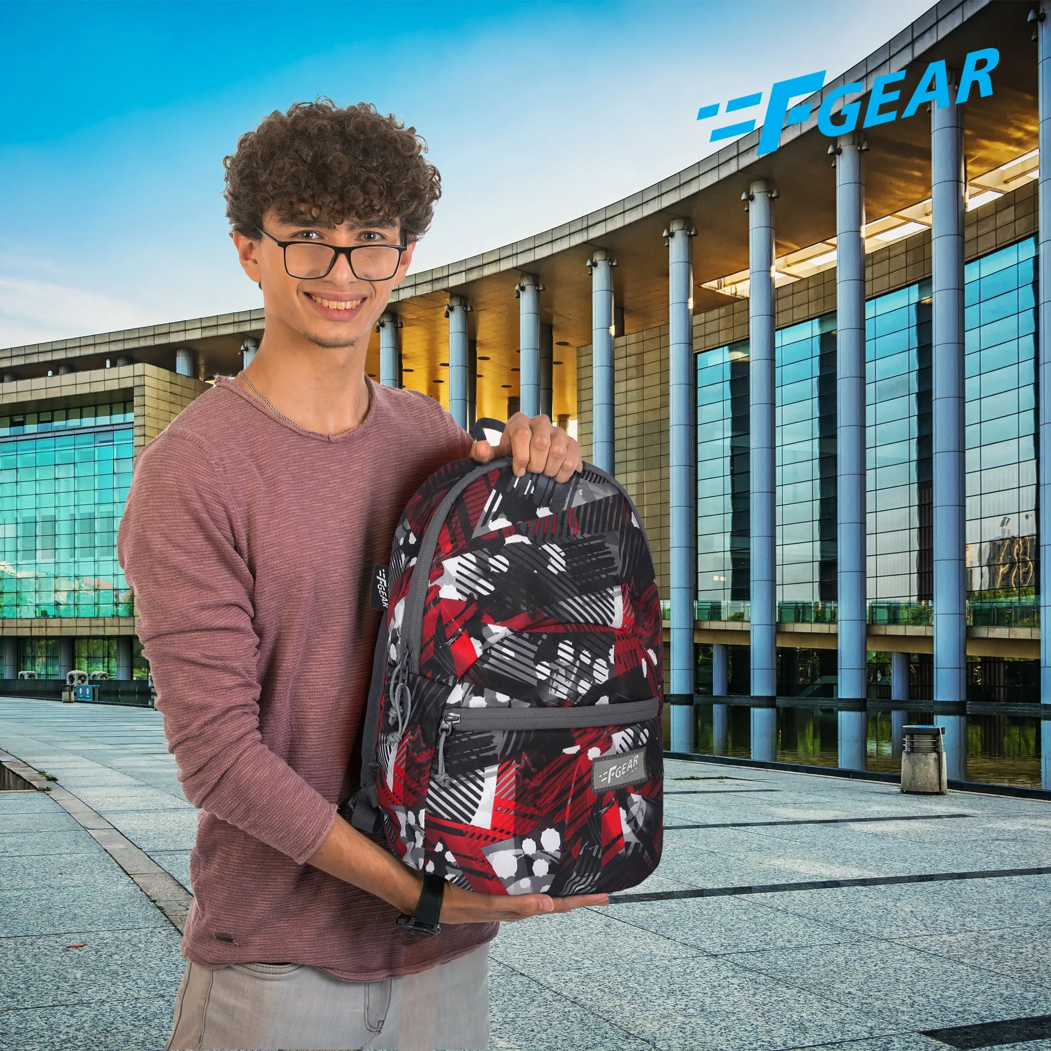 Ferris 7 L Geometric Black Red Backpack