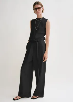 Fluid tie-waist trousers black