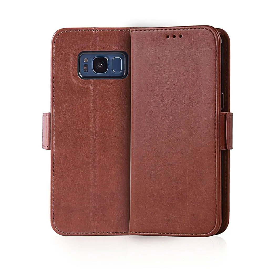 Galaxy S8 Plus Wallet Case Brown Luxury Leather Protective Case