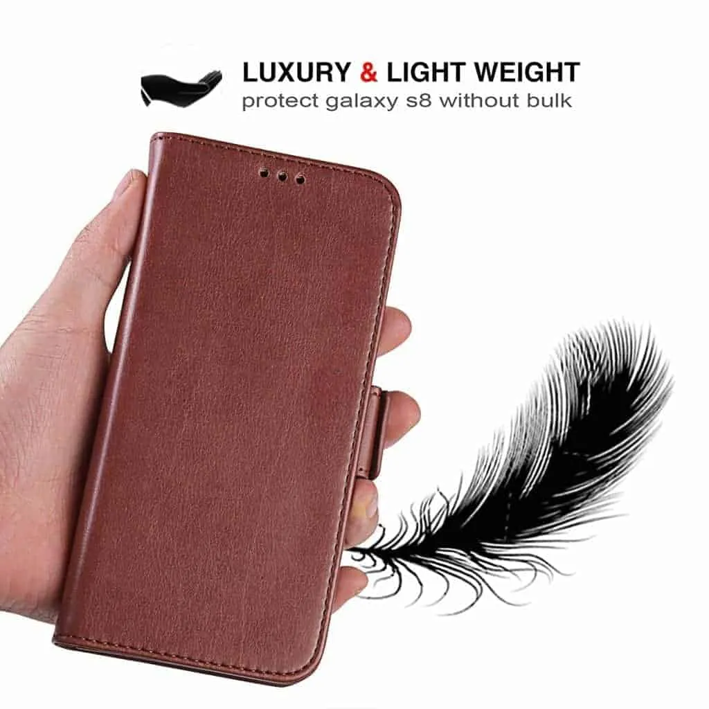 Galaxy S8 Plus Wallet Case Brown Luxury Leather Protective Case