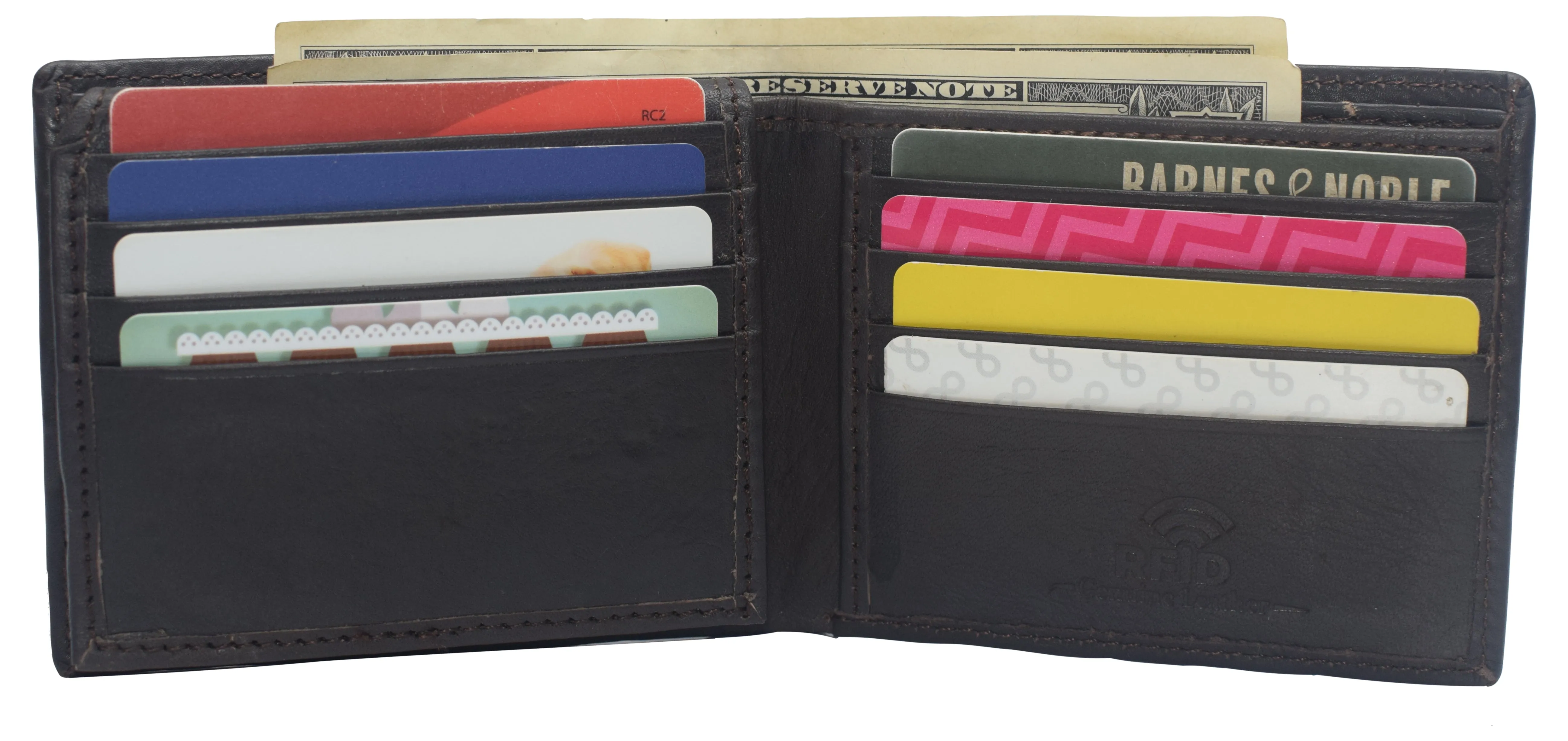 Genuine Leather RFID Blocking Slim Bifold Wallet for Men With ID Window