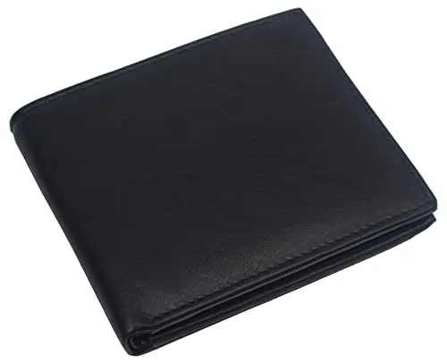 Genuine Leather RFID Blocking Slim Bifold Wallet for Men With ID Window