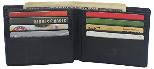 Genuine Leather RFID Blocking Slim Bifold Wallet for Men With ID Window