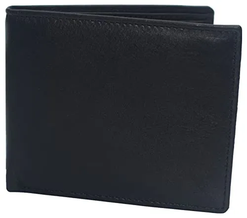 Genuine Leather RFID Blocking Slim Bifold Wallet for Men With ID Window