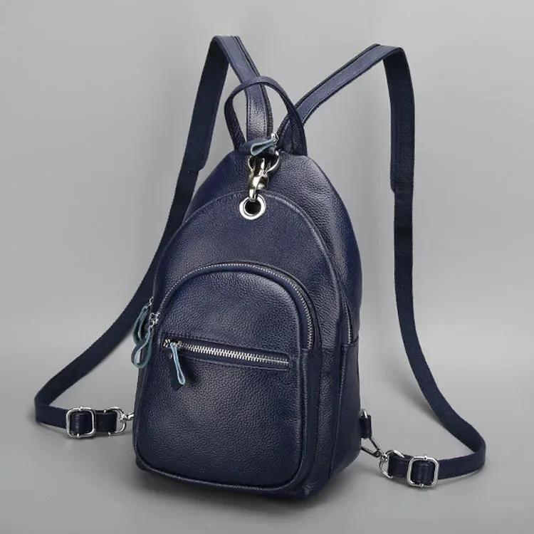 Genuine Leather Small Backpack Multi-Layer Anti-Theft Bag