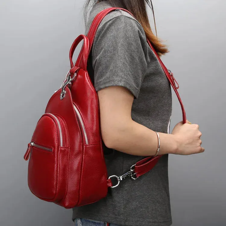 Genuine Leather Small Backpack Multi-Layer Anti-Theft Bag