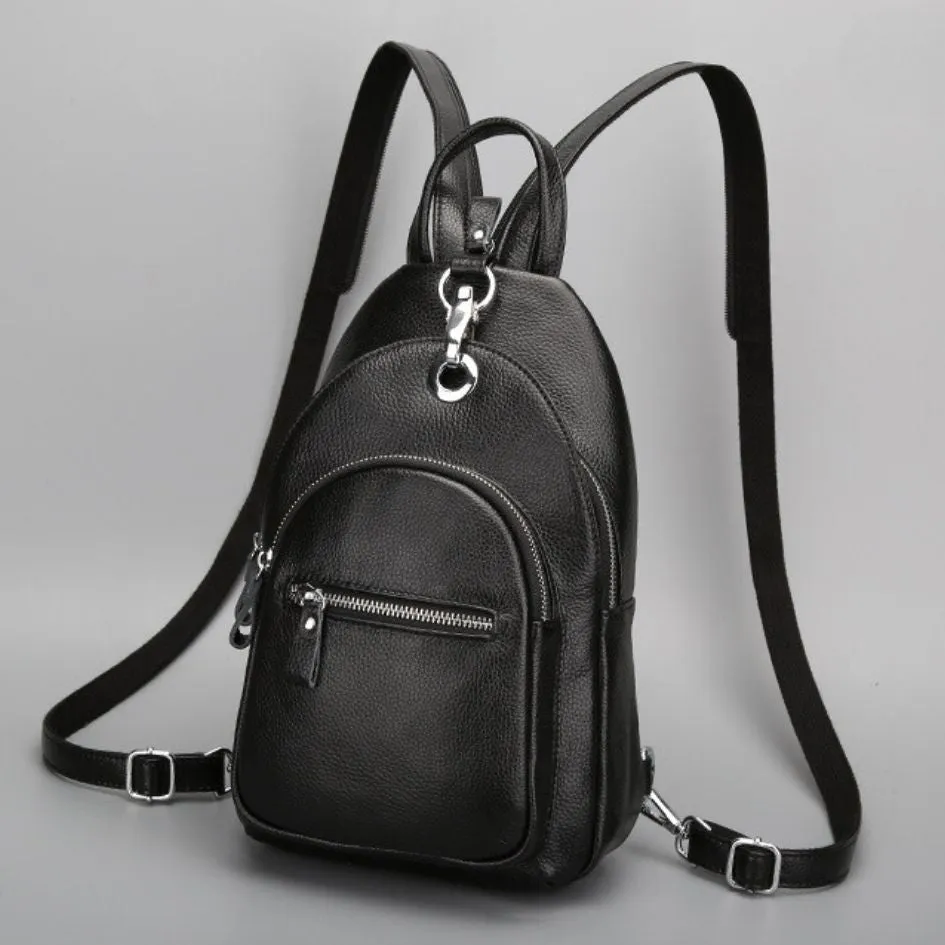 Genuine Leather Small Backpack Multi-Layer Anti-Theft Bag