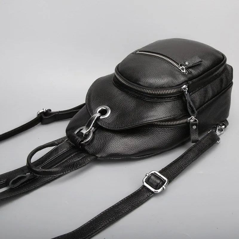 Genuine Leather Small Backpack Multi-Layer Anti-Theft Bag