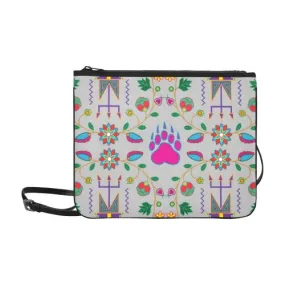 Geometric Floral Fall-Gray Slim Clutch Bag