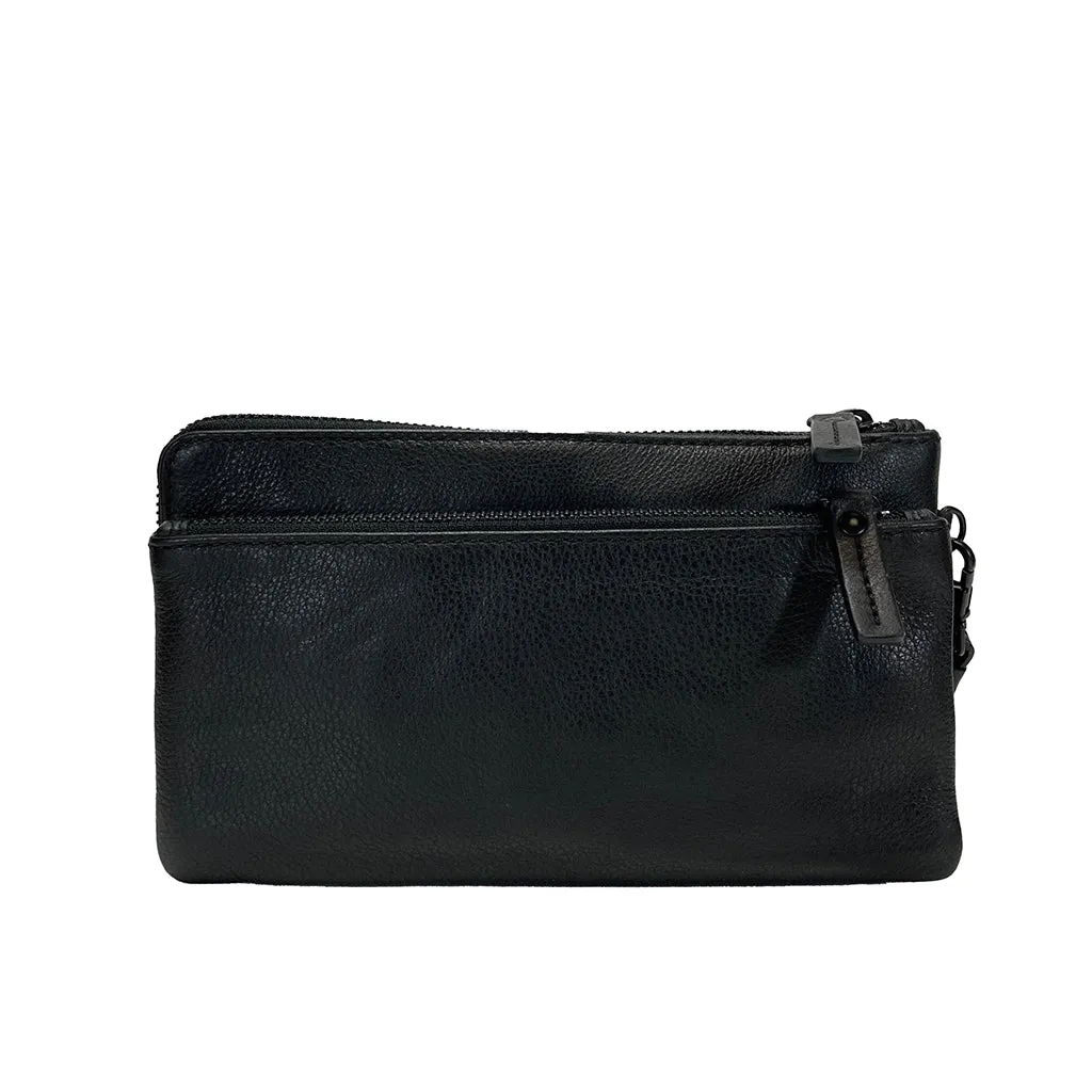 Gianni Conti Gents Black Leather Wrist Bag - Style: 1812216