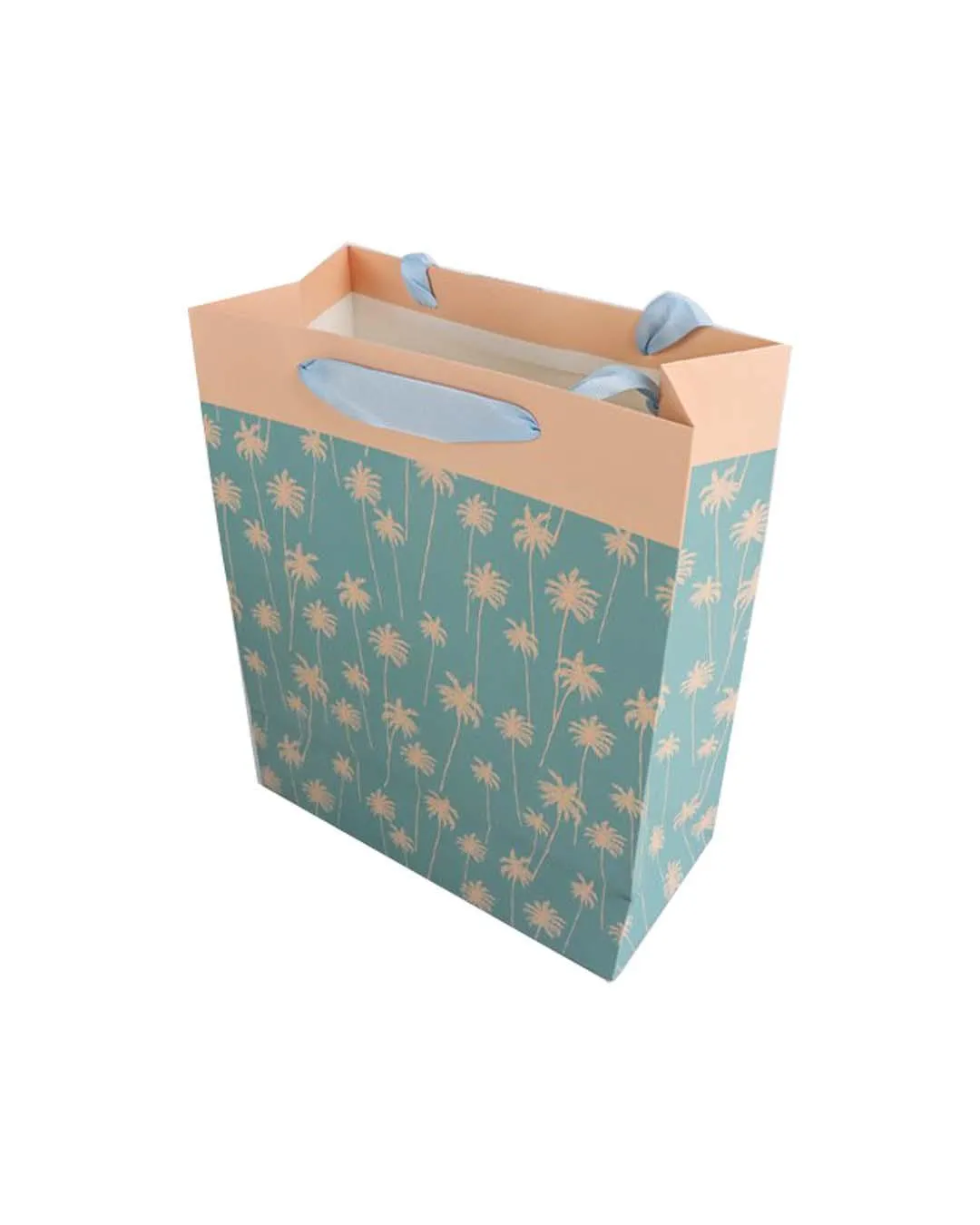 Gift Bag, Botanical Print, Large, Paper Bag, Cyan, Paper, Set of 3