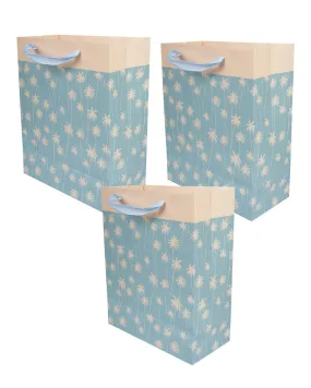 Gift Bag, Botanical Print, Large, Paper Bag, Cyan, Paper, Set of 3