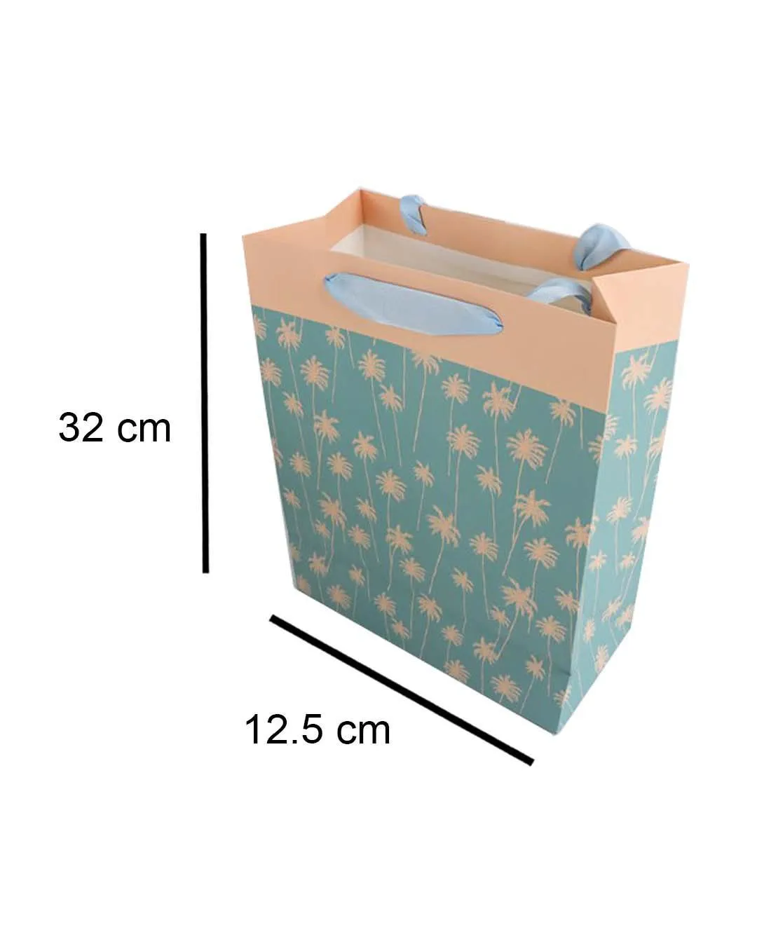 Gift Bag, Botanical Print, Large, Paper Bag, Cyan, Paper, Set of 3