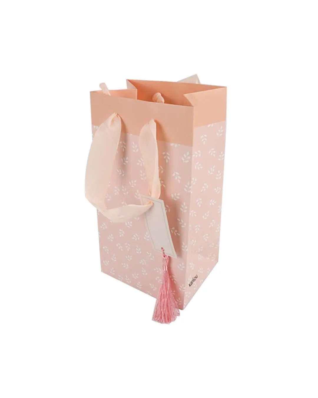 Gift Bag, Botanical Print, Small, Paper Bag, Peach, Paper, Set of 3