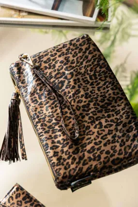 Glam Leopard Print Clutch Bag