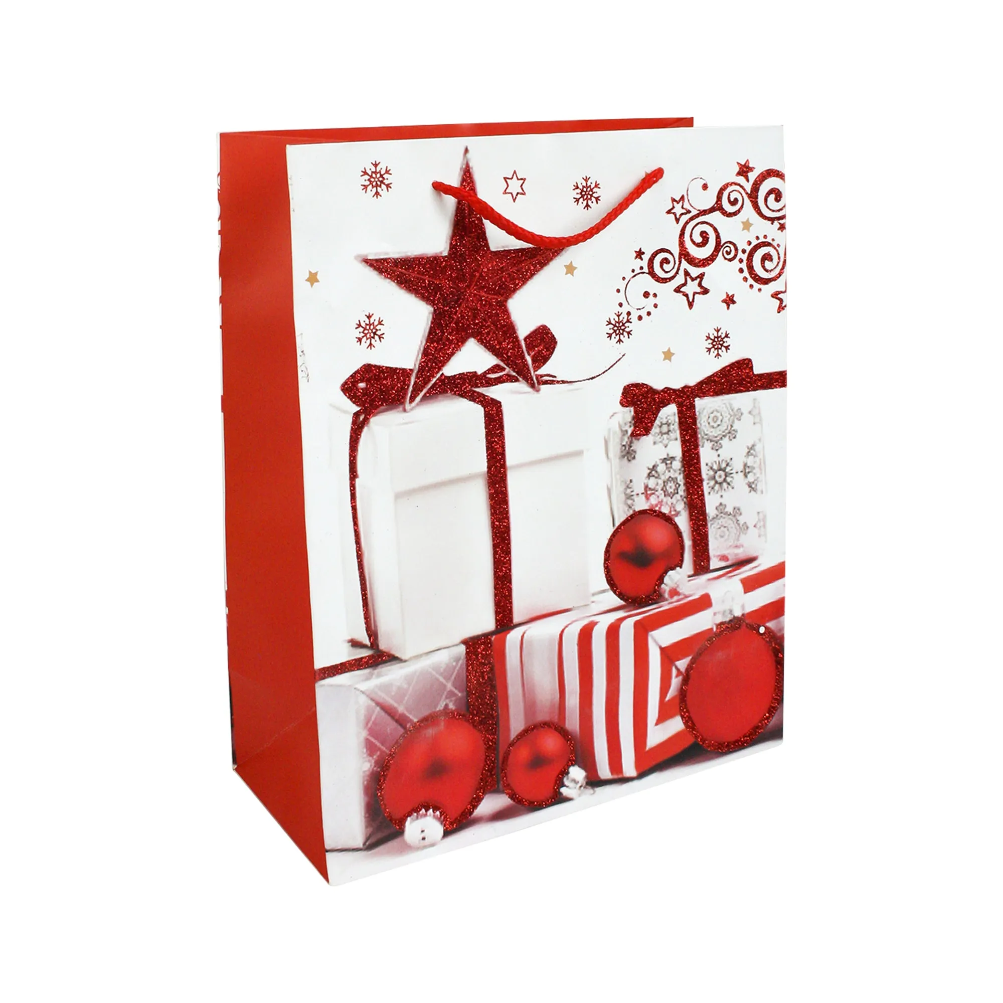 Glitter Christmas Presents Gift Bag - Set Of 4 (Assorted Designs)