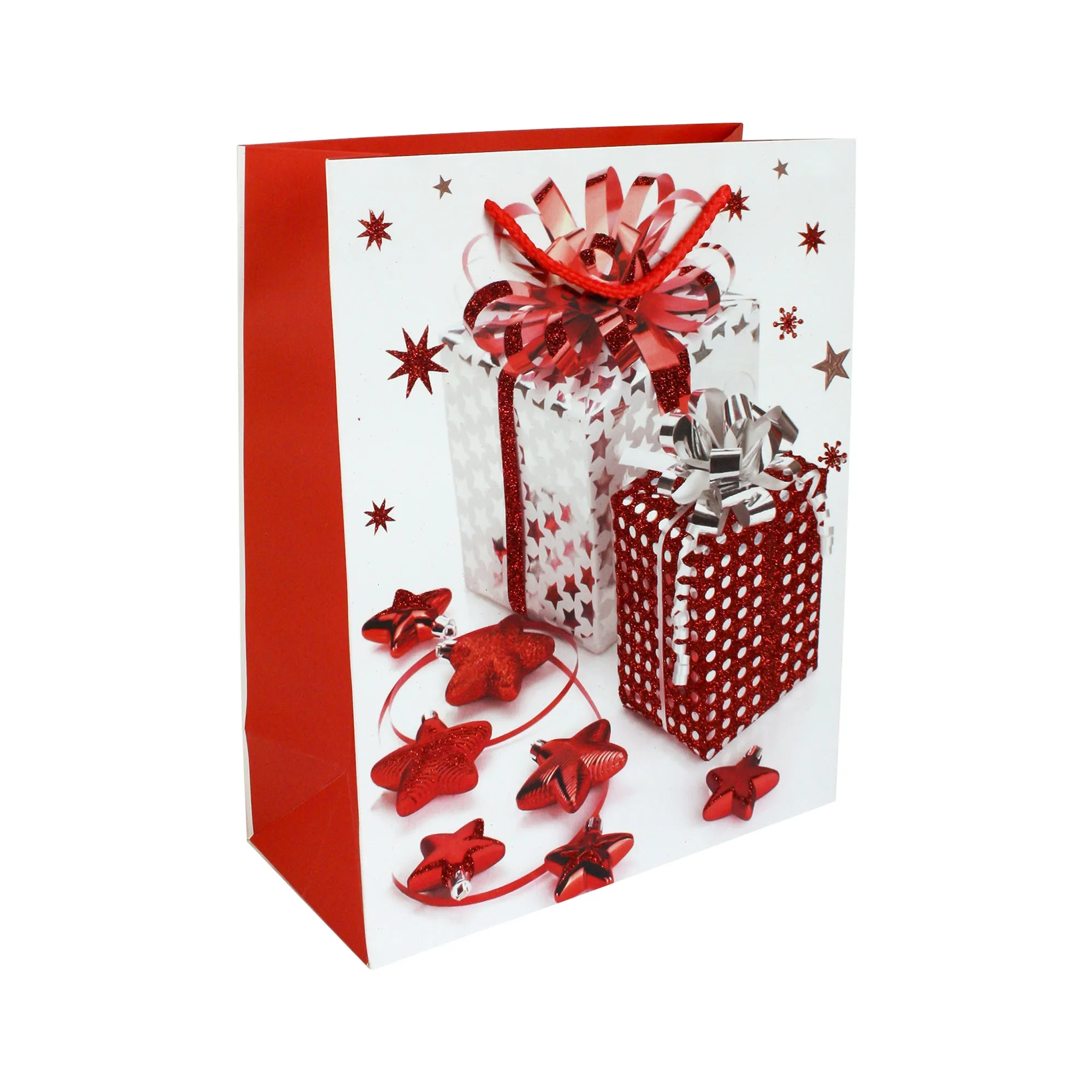 Glitter Christmas Presents Gift Bag - Set Of 4 (Assorted Designs)