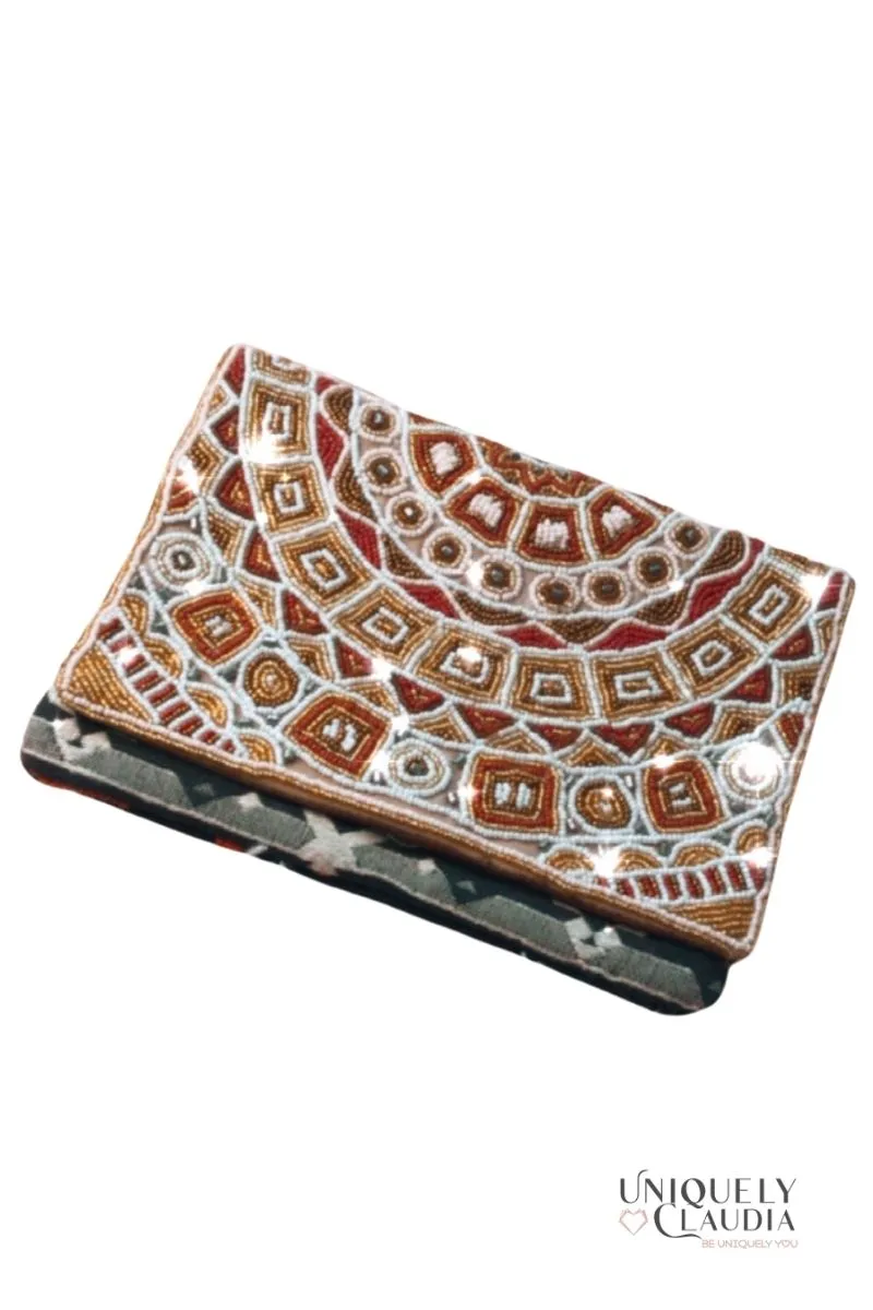 Glowing Aztec Beaded Clutch