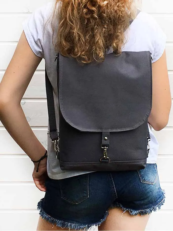 Gray Sustainable Laptop Backpack in several sizes