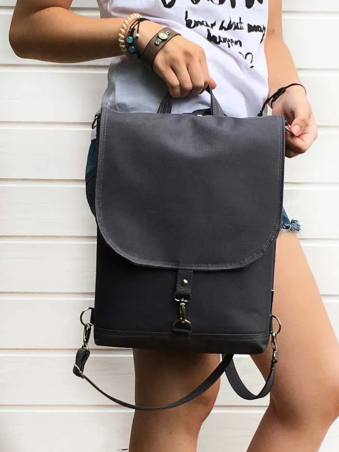 Gray Sustainable Laptop Backpack in several sizes