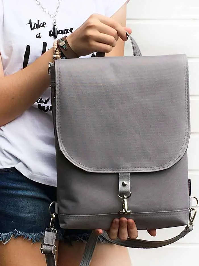 Gray Sustainable Laptop Backpack in several sizes