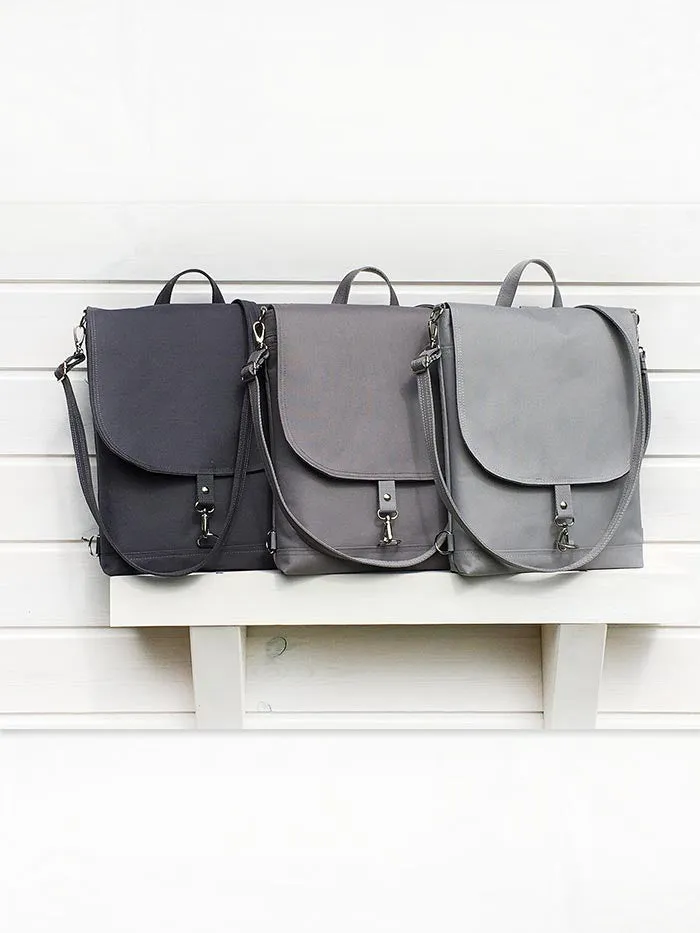 Gray Sustainable Laptop Backpack in several sizes