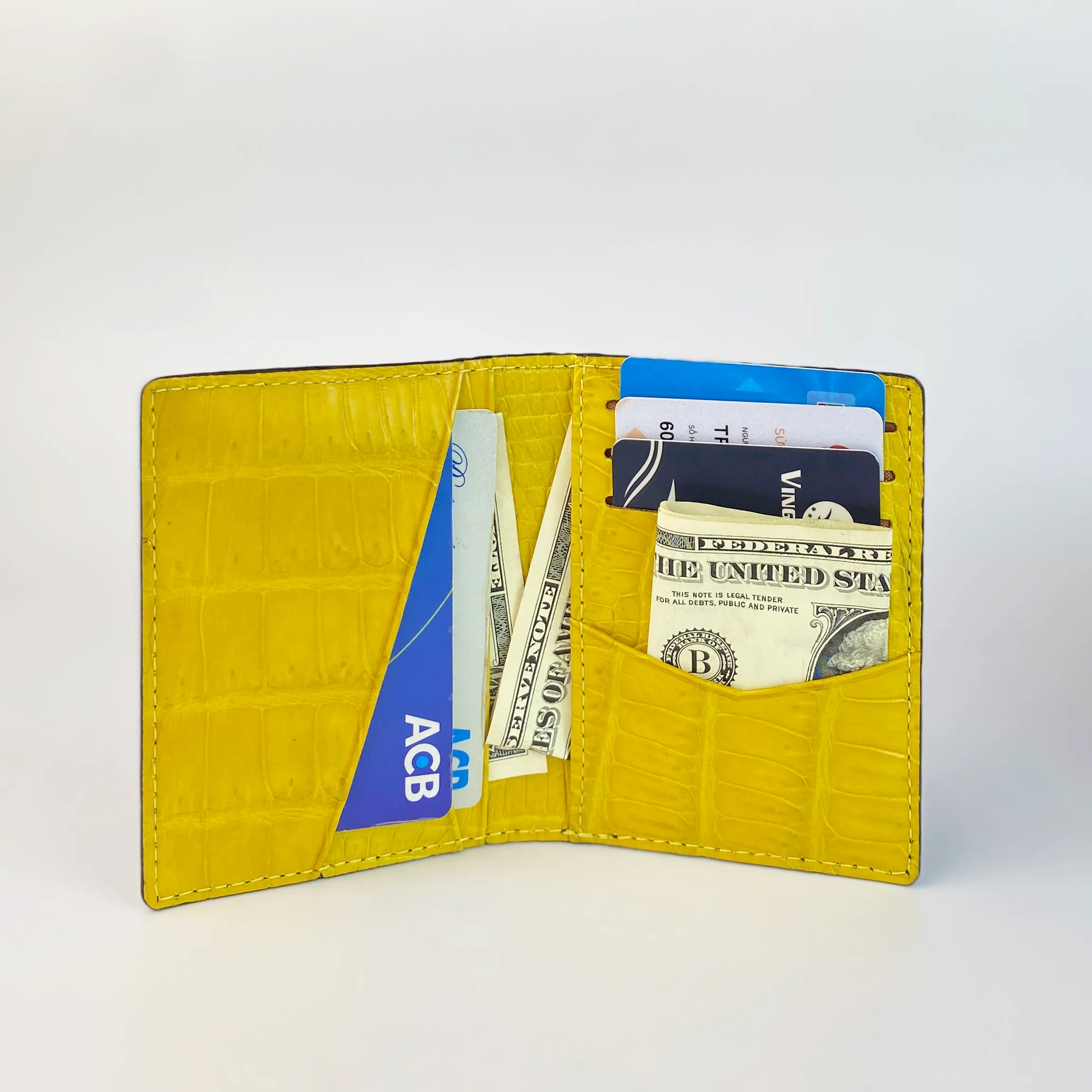 Green & Yellow Double Side Alligator Leather Credit Card Holder | RFID Blocking | CARD-119