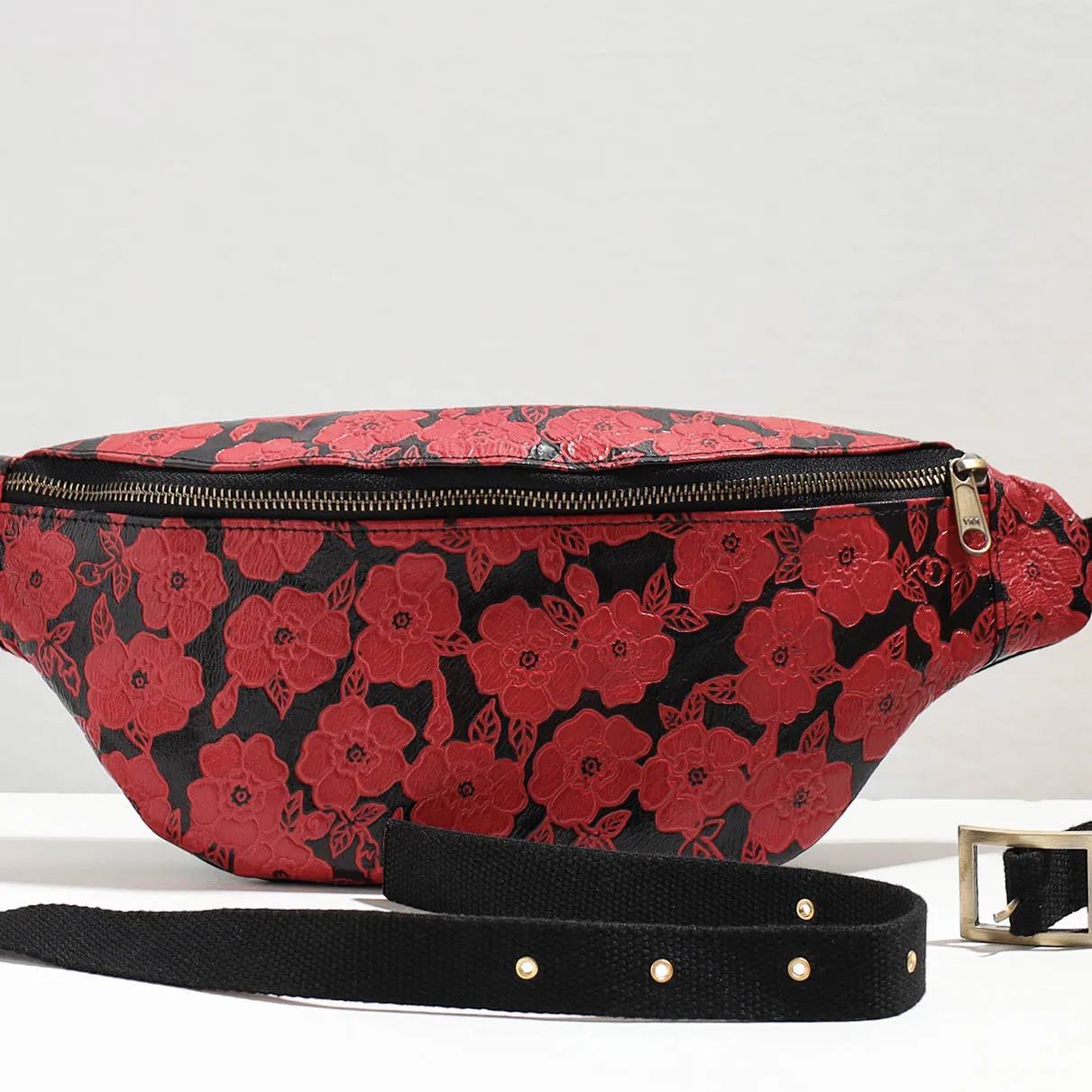 Handcrafted Embossed Leather Fanny Pack / Waist Bag