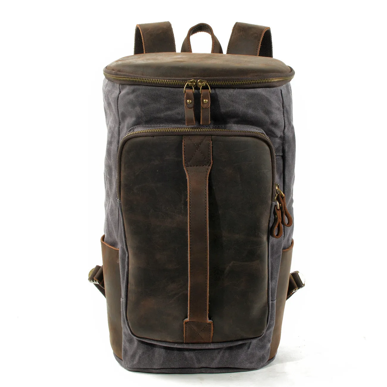 Handmade Waxed Canvas Leather Backpack Rucksack Travel Backpack School Backpack