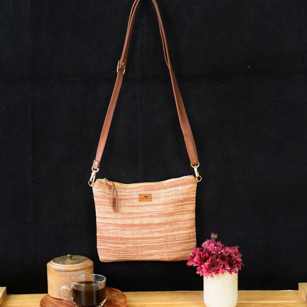 Handwoven Khadi Sling Bag (Contemporary Brown)