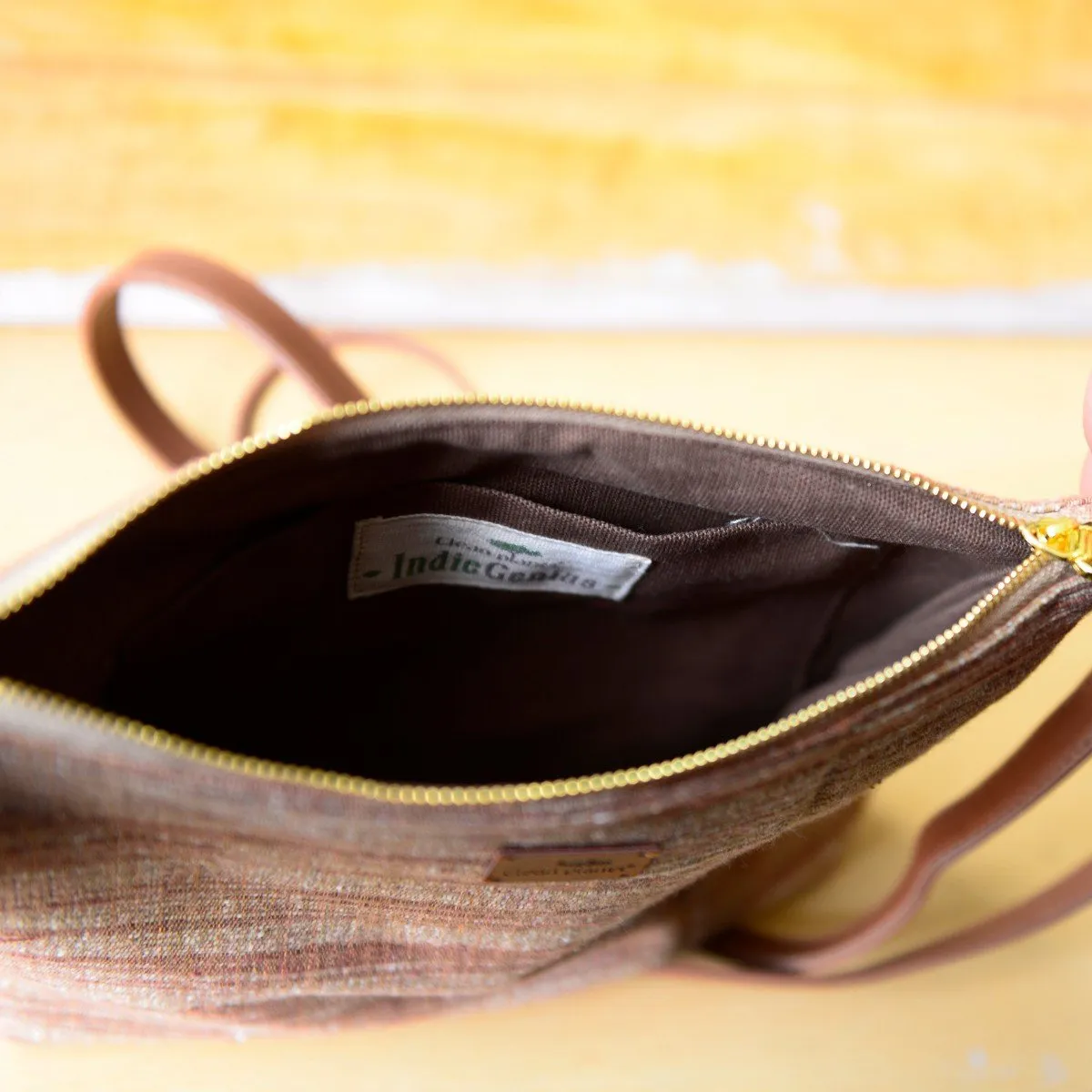 Handwoven Khadi Sling Bag (Contemporary Brown)