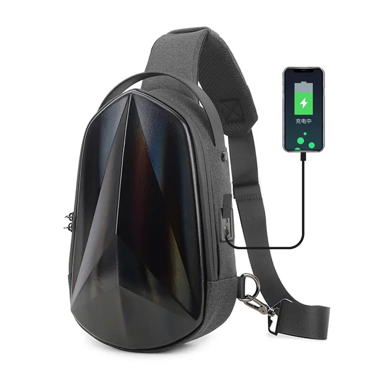 Hard Shell Sling Bag with Lock Anti-theft USB Charging Backpack