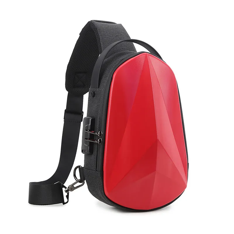 Hard Shell Sling Bag with Lock Anti-theft USB Charging Backpack