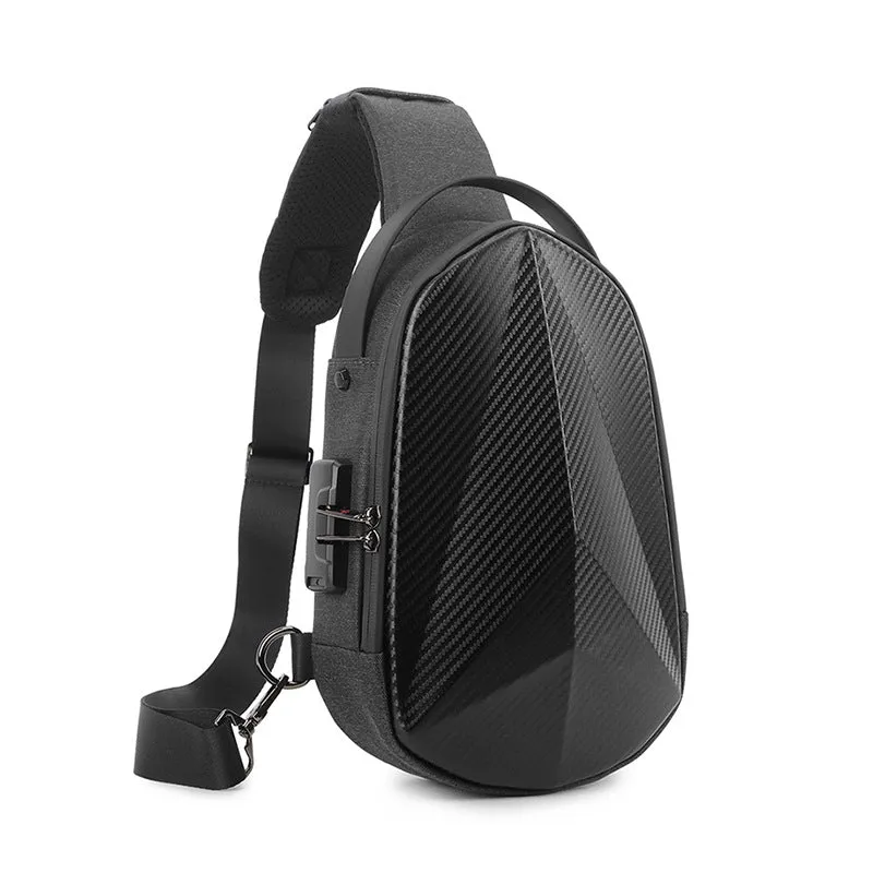 Hard Shell Sling Bag with Lock Anti-theft USB Charging Backpack