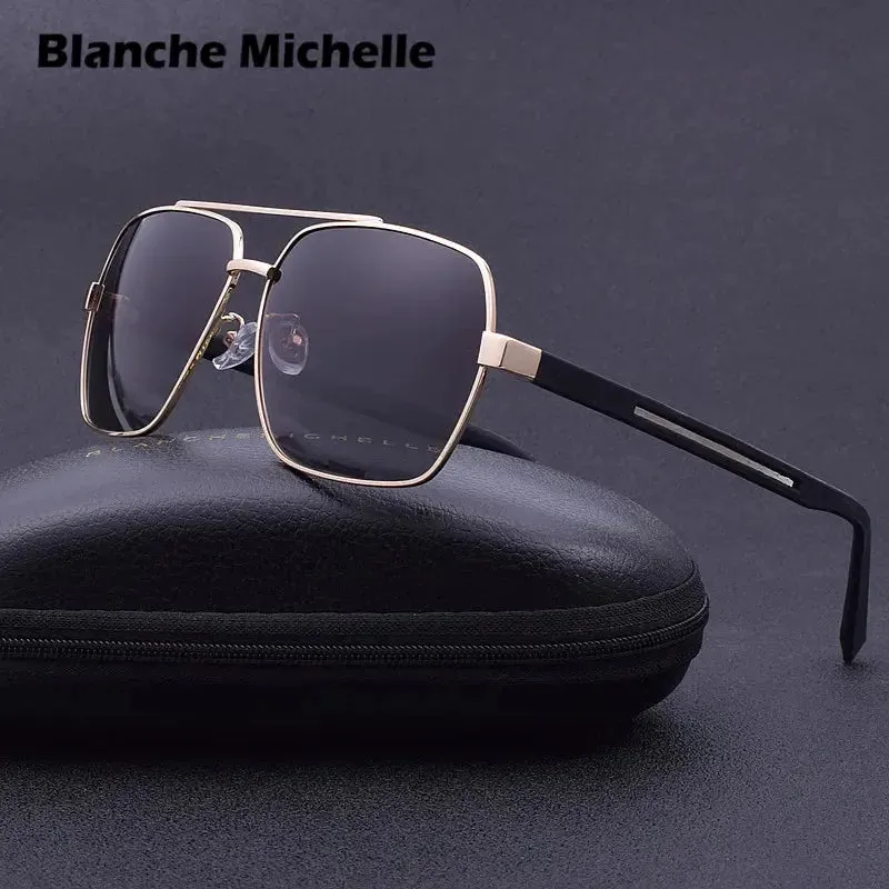 High Quality Square Sunglasses Men Polarized UV400 Sun Glasses Mens Driving Gold Frame Retro Sunglass Oculos 2022 With Box