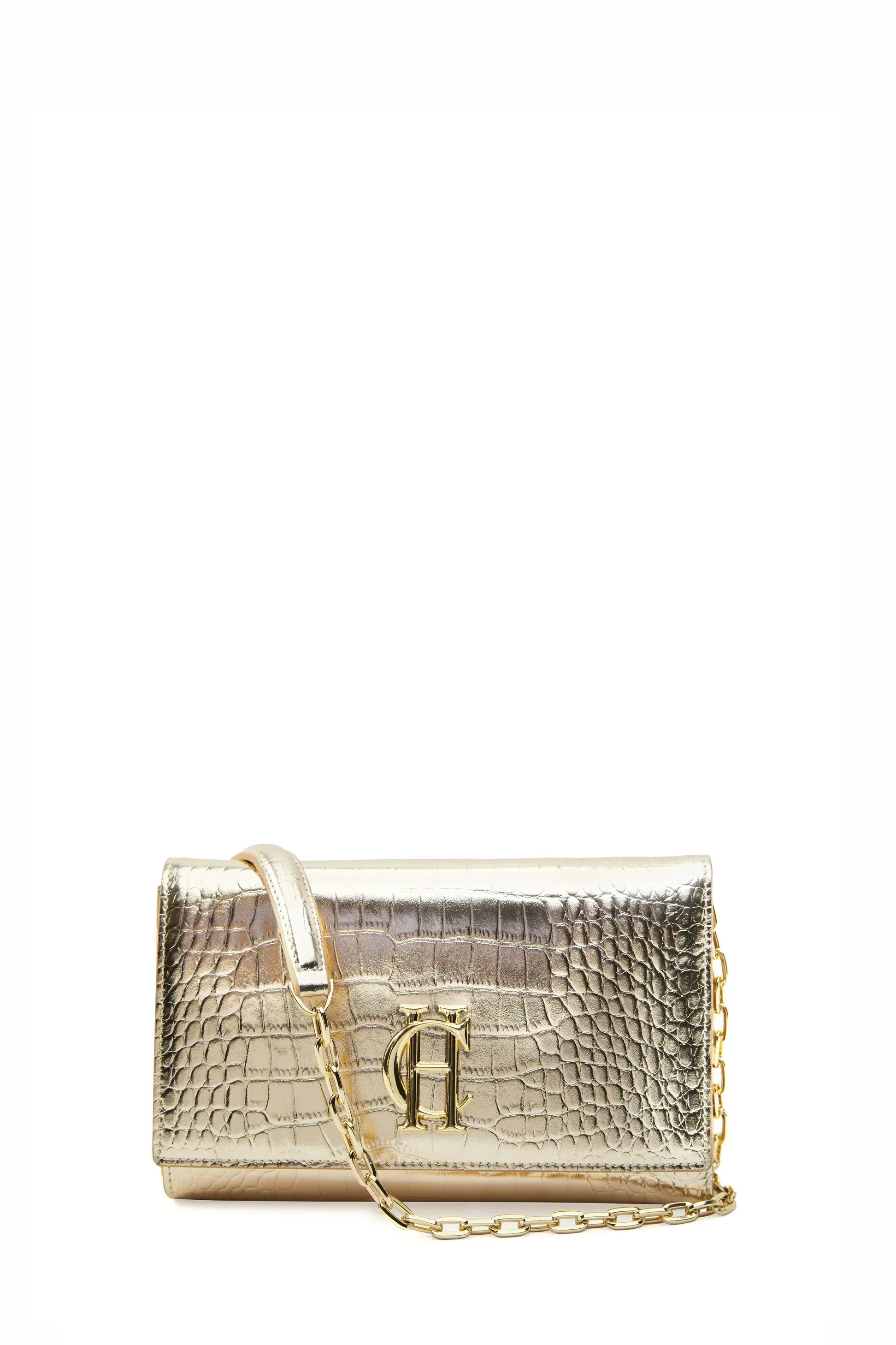 Holland Cooper Highbury Clutch Bag in Gold Croc