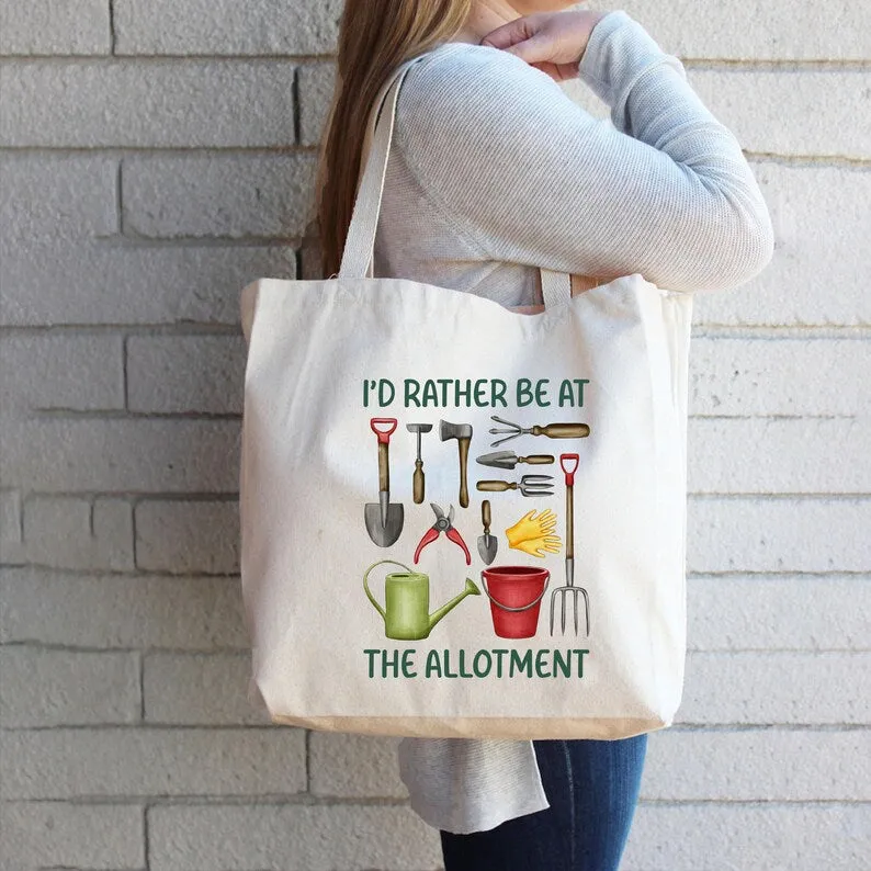 I'd Rather Be at the Allotment Tote Bag, Gardening Gift for Green-Fingered Grandma