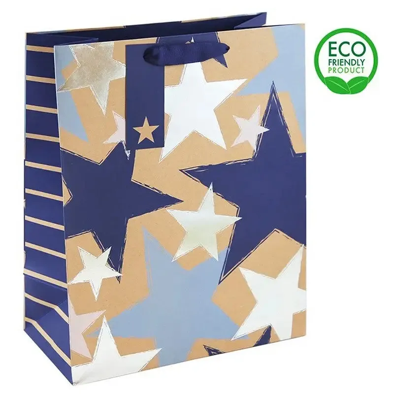 Kraft Blue Stars Gift Bags - Medium, Large & XLarge Sizes Available